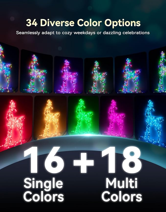 LitHome 4Pack 34 Colors Changing Fairy Lights Battery Operated with Remote | Each 20FT 60 LED Battery Operated Halloween Fairy Lights, Waterproof RGB Twinkle Light for Christmas Indoor Outdoor Decor