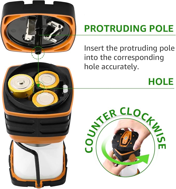 Lepro 1000LM Battery Powered LED Camping Lantern with 4 Light Modes, Orange | Waterproof Tent Light, Camping Essentials, Lantern Flashlight for Camping, Emergency Light, Power Outages, Not Rechargeable