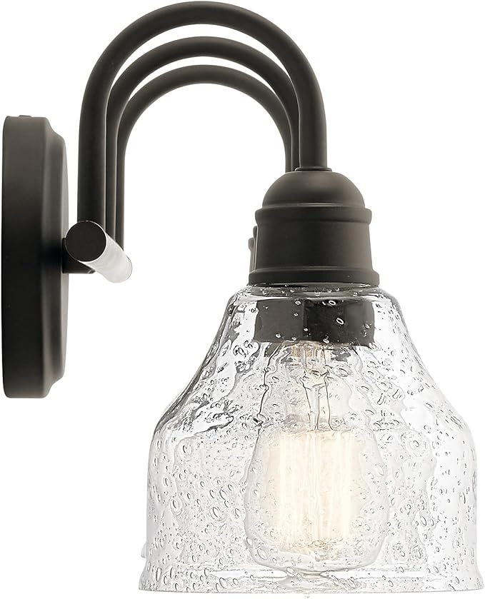 Kichler Avery 24" Vanity Bath Light in Olde Bronze®, Vintage 3-Light Bathroom Wall Mount Fixtured with Clear Seeded Glass, (24" W x 9.25" H), 45973OZ