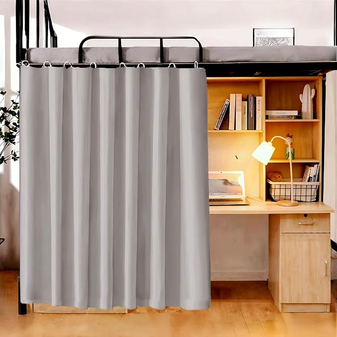 Gxi Grey Blackout Bottom Bunk Bed Curtain Single Bed Shading Decor | Privacy Canopy Loft Under Dormitory Bed Curtain, 1PC