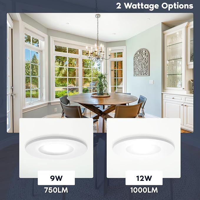 LUXRITE 3 Inch LED Recessed Light, Regressed Mini Panel Spotlight, 5CCT 2700K-5000K, 9/12 Watt, 750/1000 Lumens, Dual Dimmable (TRIAC & 0–10V), 90° Beam, Wet Rated, ETL Listed (6 Pack)