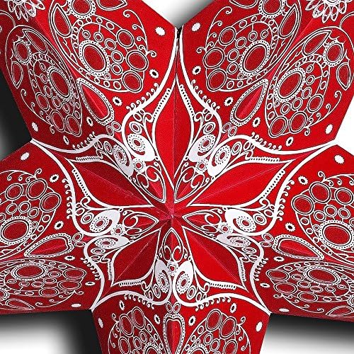 GalaxyArts Paper Star Lantern, 24-Inch Maharani Red, 3D 5-Point Hanging Light Up Lamp for Christmas, Diwali, Weddings, Parties, Birthday, Handmade Foldable Indoor Outdoor Ceiling Decoration