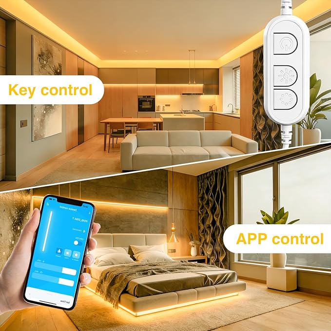 DAYBETTER Under Cabinet Lighting Kit,8 PCS White LED Strip Lights with APP | Dimmable,2700K-6500K Dual-Color Warm White,Timing,24V Adapter,Under Cabinet LED Lights for Bedroom,Kitchen,Counter,13.2ft