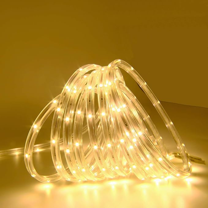 16.4ft Warm White 3000K Strip Light ETL | Waterproof, connectable up to 12 strips. 50,000hr lifespan. Indoor/outdoor mood lighting for home, patio, Christmas.