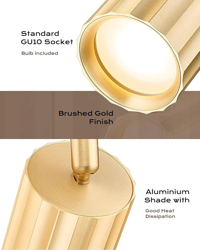 FEMILA Track Lighting Fixtures Ceiling, 43.7" Adjustable Track Light, 3000K GU10 Bulbs Included, Brushed Gold Modern Ceiling Track Lighting, for Kitchen, Living Room, Office, 4FS109TL-5 BG