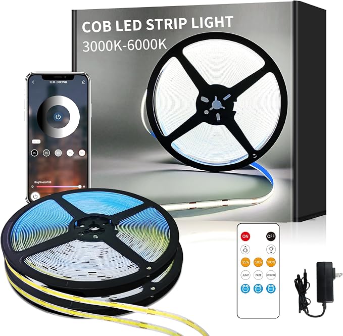 COB LED Strip Lights 100ft,6000K DC 24V Dimmable White | Flexible LED Lights Strip for Bedroom,with Remote&app Control LED Rope Lights for Living Room,Shelf,Cabine(2 Rolls of 50ft)