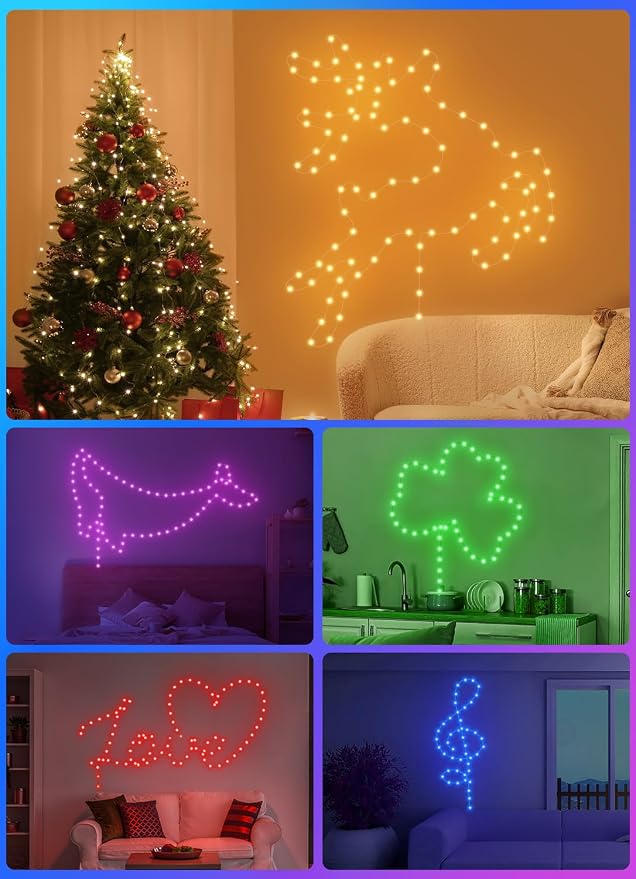50FT 150 LED Fairy Lights Plug in, 30V 24 RGB Colors+Warm White Color Changing Twinkle Lights, 150 Lighting Modes Timer with Remote for Bedroom Trees Garden Party Wedding DIY Décor
