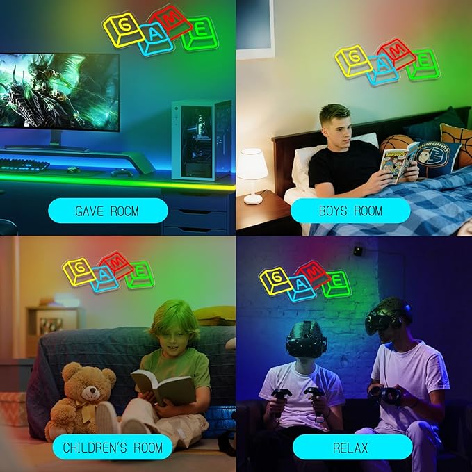 Gamer Neon Sign for Gaming Room Decor, Dimmable LED Game Neon Lights for Boys Bedroom, Teens, Man Cave Wall Decor Gifts