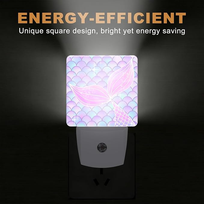 Night Lights Plug into Wall, Mermaid Night Light with Dusk to Dawn Smart Sensor for Bedroom Bathroom Hallway Kitchen, Led Nightlights for Boys Girls Women Men