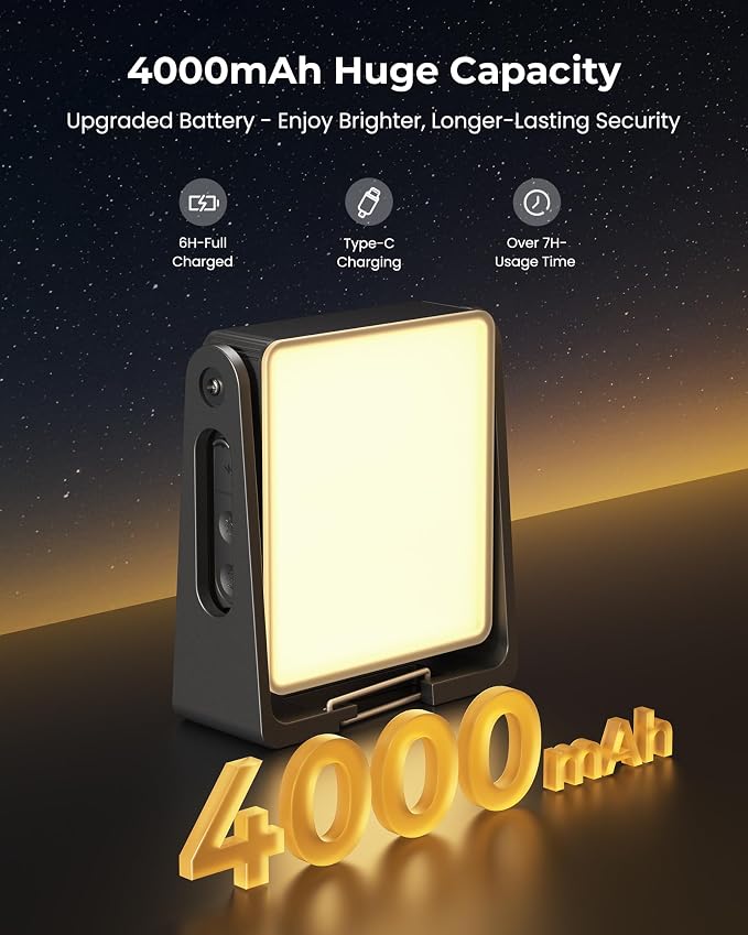 Rechargeable Camping Light Lamp, 2 Pack 4000mAh Dimmable LED Battery Powered Camping Lanterns with 360° Rotatable Stand, 2-in-1 Flashlight Emergency Lights for Home Power Outages, 3 Light Colors