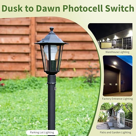 Dusk to Dawn Sensor,Greencycle IP65 Photoelectric Switch for Outdoor Pole Light for Outdoor Lighting 120-277V, Photo Cell Automatic On/Off, Waterproof, Energy Saving,UL Listed,1PK