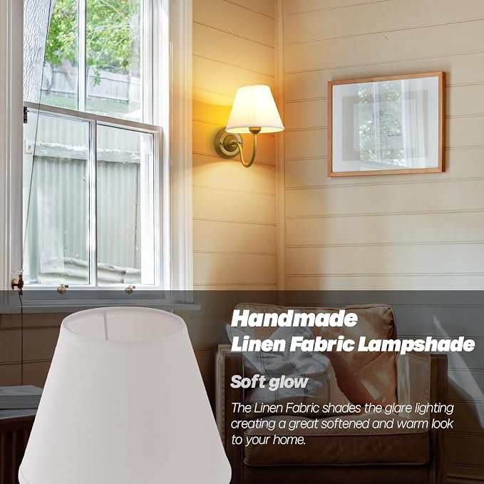Vintage Curved Arm Fabric Wall Sconce with Linen Cloth Shade, Hardwired Indoor Single Sconce Light Wall Mounted Lamp for Bedroom Living Room Stairs Hallway