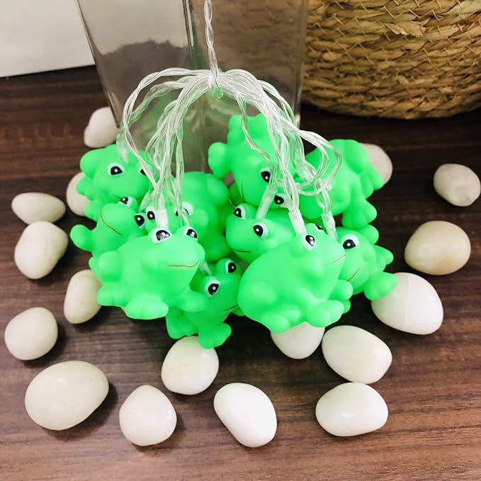 Cute Frog Night Lights Green Frogs String Light Battery Operated Farmland Animal Garland Lamp for Bedroom Holiday Christmas Decortion