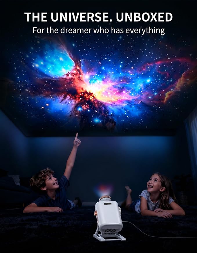 3D Galaxy Projector, Star Projector,60 Scenes, Bluetooth Speaker & Timer | 500" HD Giant Screen Projection, Stylish Bedroom & Kids' Room Decor, Great Birthday & Holiday Gift Choice