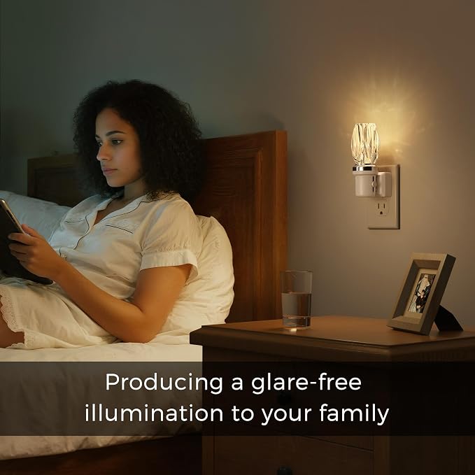 L LOHAS LED Night Light, Dimmable Night Lights Plug into Wall, Light Sensor | Automatic Nightlights Plug in, 3000K LED Nightlight, Crystal Acrylic Decorative, Hallway Bedroom Bathroom[White Base,1 Pack]
