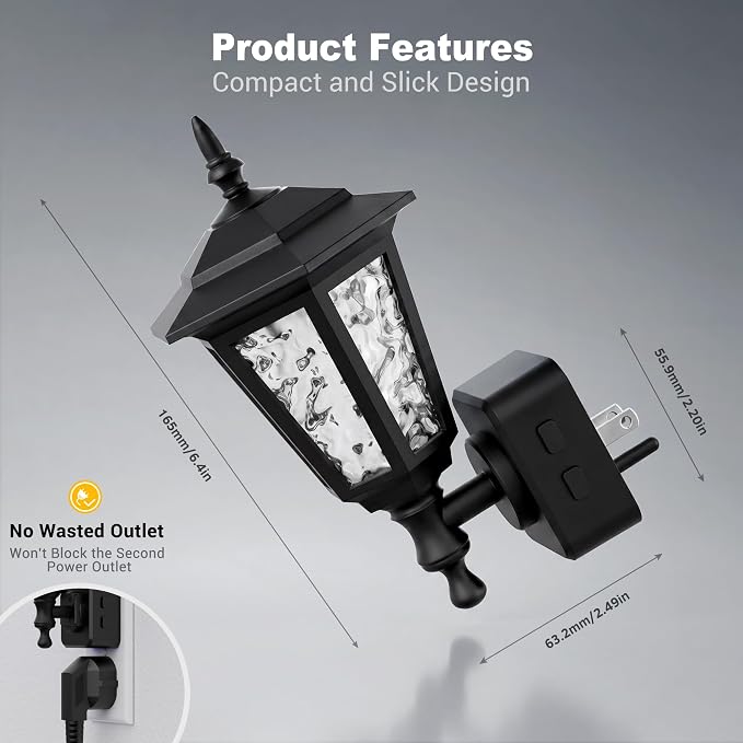 JandCase Night Lights Plug into Wall, 2000K Amber | Dusk to Dawn Sensor, 0-100LM Dimmable Industrial 180°Rotating Night Light for Bedroom, Bathroom, Living Room, Hallway