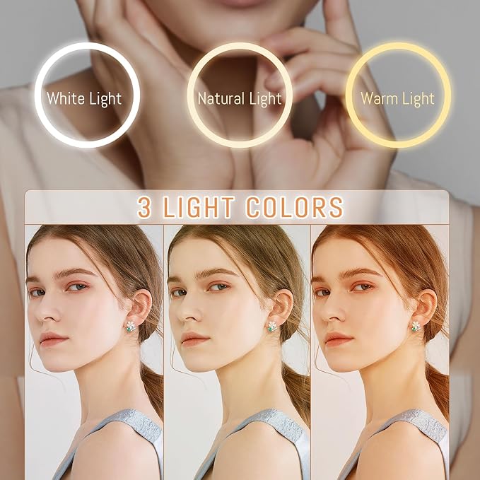Auxmir 1X/30X Wall Mounted Makeup Mirror, 8" Rechargeable Magnifying Mirror | double-sided button, 3200mAh, 3 dimmable colors, 360° rotation, extended arm, 30X magnification, bathroom, gold