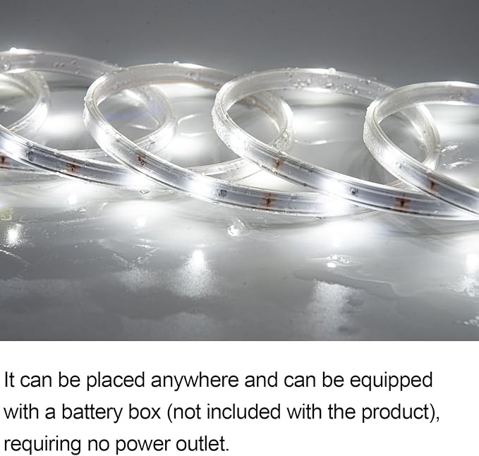 10ft USB LED Rope Light, Waterproof Flexible Strip, Warm White Light, Suitable for Outdoor Camping and Indoor Decor (Battery Box Not Included)