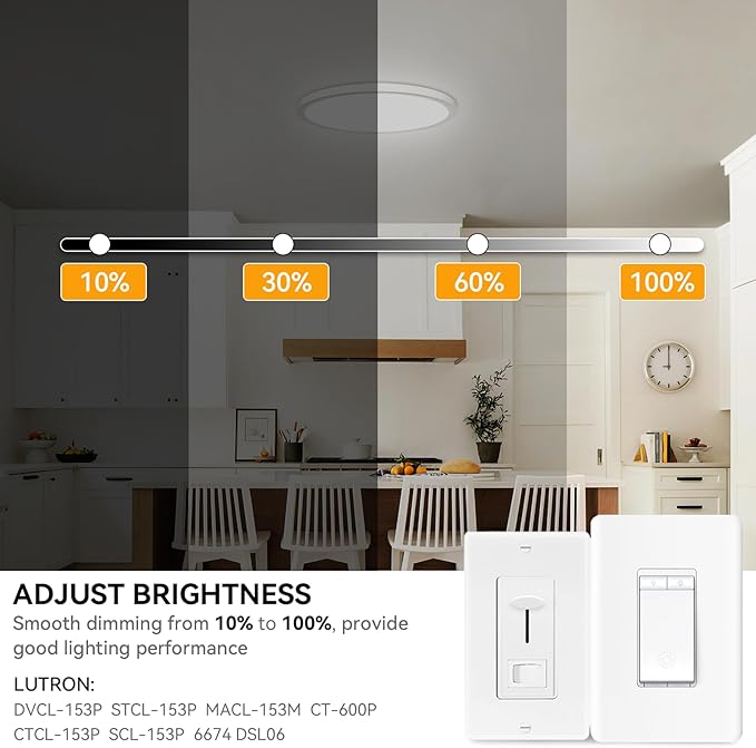 5CCT 3000k/3500K/4000K/5000k/6000k Selectable, Led Flush Mount Ceiling Light, 15.8 Inch 4800LM Round Modern Flat Panel,Super Slim for Living Dining Kitchen Bedroom Room