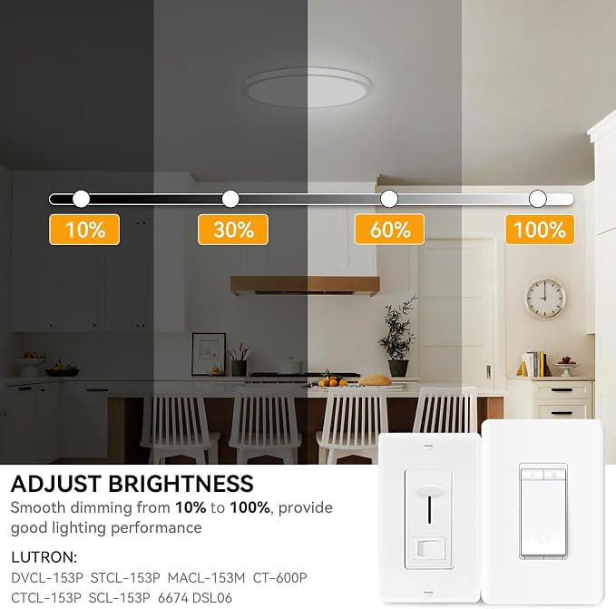 5CCT 3000k/3500K/4000K/5000k/6000k Selectable, Led Flush Mount Ceiling Light, 15.8 Inch 4800LM Round Modern Flat Panel,Super Slim for Living Dining Kitchen Bedroom Room