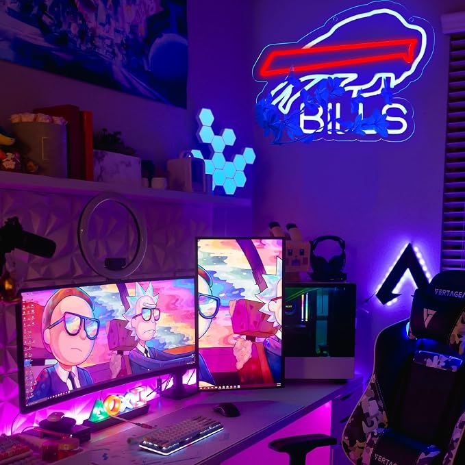 Football Neon Sign for Wall Decor, LED Rugby Ball Style Light Up Sign, Sports Themed Neon Wall Art for Man Cave, Bar, Pub, Office Decor, USB Powered Acrylic Light, 13.31×12.24 Inch