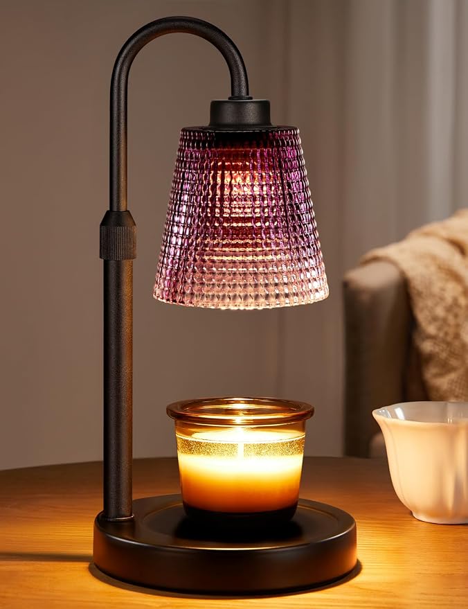 Innqoo Purple Candle Warmer Lamp with Timer, Dimmable Candle Warmer for Home Decor, Height Adjustable Candle Lamp for Jar Candles, Birthday Gifts for Women Mom, House Warming Gifts New Home