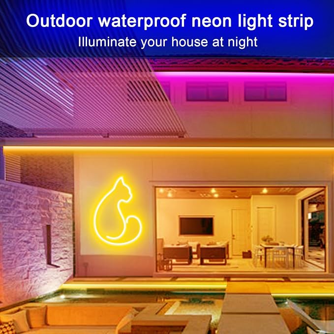 100FT Neon Rope Light,24V IP65 Waterproof RGB LED Strip Lights | Neon Lights with 40 Key Remote and APP Control for Bedroom,Multiple Modes for DIY Design（2 Rolls of 50ft with Snap &Screws）