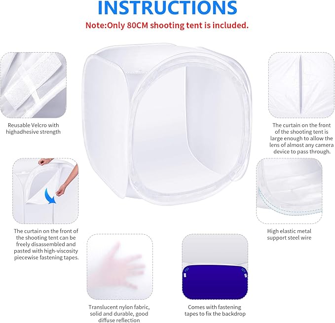 Neewer® 24x24 inch/60x60 cm Photo Studio Shooting Tent Light Cube Diffusion Soft Box Kit with 4 Colors Backdrops (Red Dark Blue Black White) for Photography