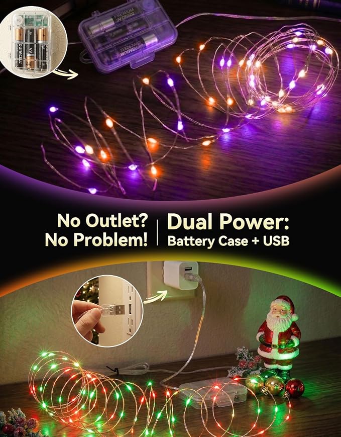 LitHome 4Pack 34 Colors Changing Fairy Lights Battery Operated with Remote | Each 20FT 60 LED Battery Operated Halloween Fairy Lights, Waterproof RGB Twinkle Light for Christmas Indoor Outdoor Decor
