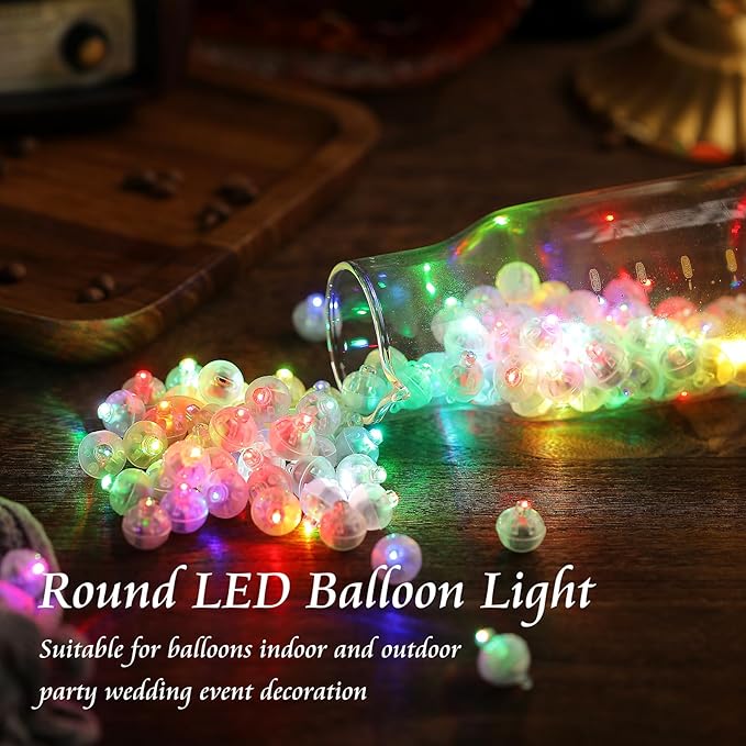 50pcs Balloon Lights Mini Led Lights Round Long Standby Time Ball Lamps Paper Lantern Balloons Lamps for Birthday Party Christmas Halloween Decoration Rainbow