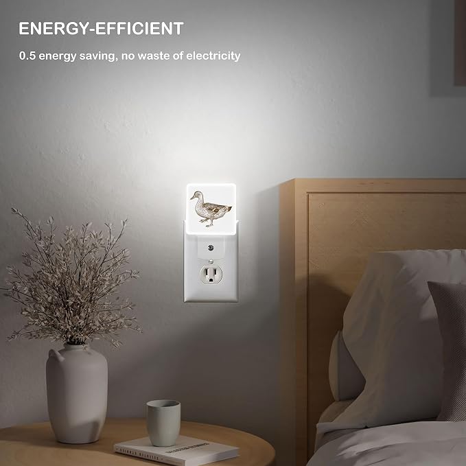 LED Night Light Lamp with Smart Sensor Dusk to Dawn Sensor,Female Mallard Duck Night Light Daylight White,0.5W Plug-into Wall for Adults,Bedroom,Bathroom,Hallway,Kitchen
