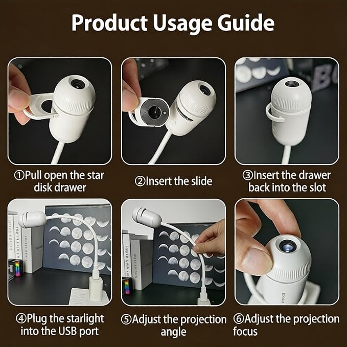 Galaxy Star Night Light Projector, 2-in-1 Portable with 12 Projection Films, 360° Adjustable Control Eye‑Caring LED Night Light for Kids Adults Bedroom Home Ceiling Car Decor Gift (Black)