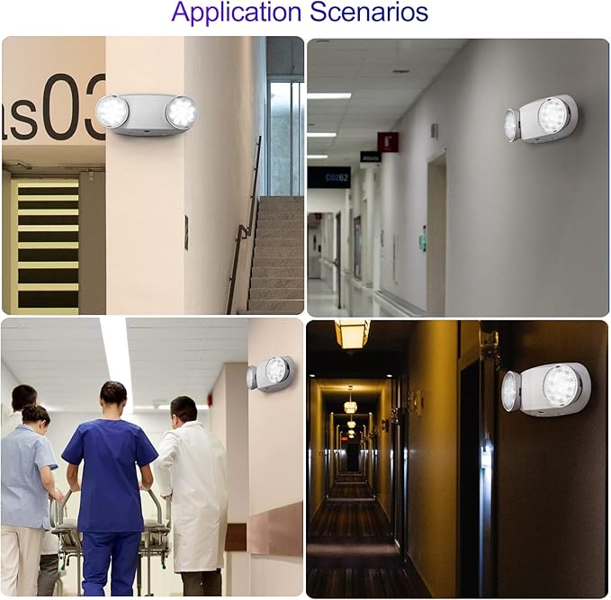 TANLUX LED Emergency Lights with Battery Backup, Commercial Emergency Light Fixtures for Business Home Power Failure Emergency Exit Sign Lighting with 1.0 Meter Plug in Cord(White, 2 Pack)