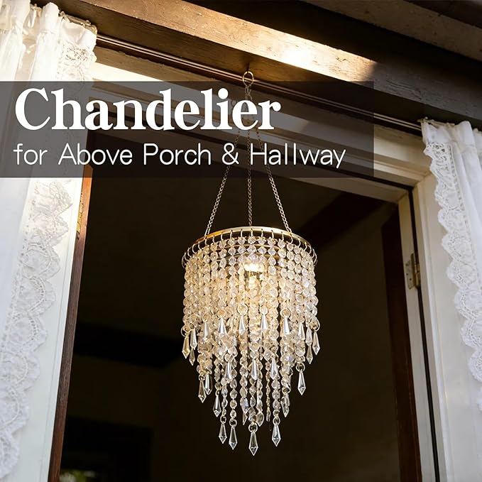 Sparkling Iridescent Beaded Chandeliers 8.6 inches Diameter for Wedding Centerpiece Living Room Bedroom Event Party Gold