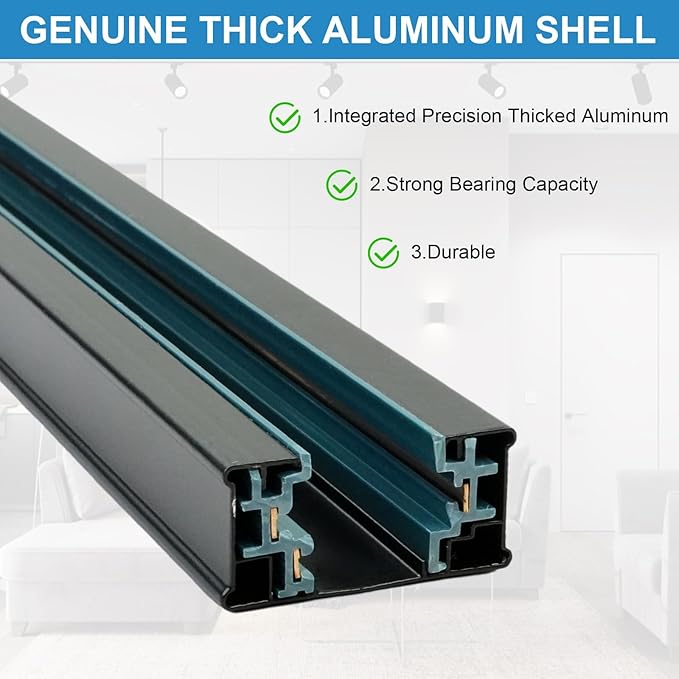 26 FT H Track Lighting Rails Kit, 3 Wire Black Light Tracks with Floating Canopy Connector, Multi Functional H Type Rails, Ideal for Single Circuit H Style Track System