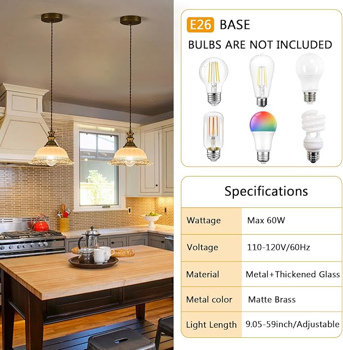 HDDFL Glass Pendant Lights Modern Pendant Lighting Fixtures 11.8 in Hanging Lamp for Kitchen Island Bedroom Dining Room Coffee Shop Hallway Brown and Brass