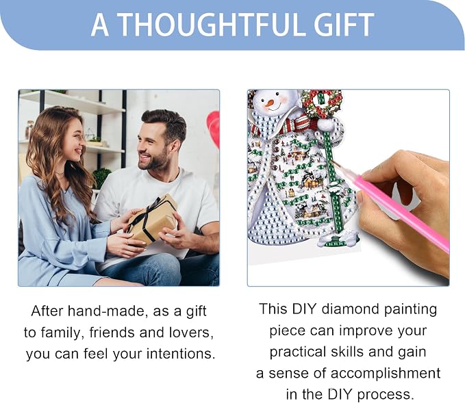 JISHSHAY Christmas Diamond Painting Night Light Diamond Art Table Lamps Gem Art LED Lights Gem Painting Desk Lamp Mosaic Kits for Adults DIY Kits for Adults Paint by Numbers Special Shaped Snowman