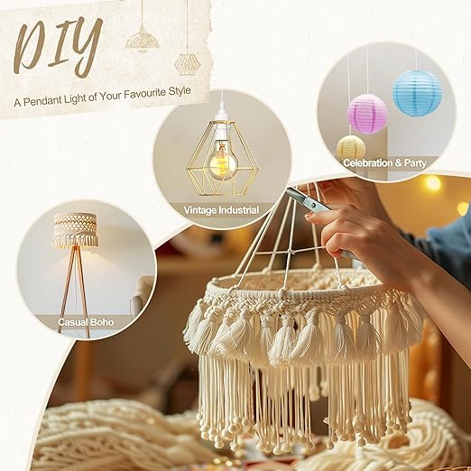 DiCUNO Hanging Lantern Extension Cord Cable, E26 Pendant Light Socket On Off Inline Cord Switch Control Lamp, Switch Close to Polarized Plug, 20 Feet (6M), White, 2-Pack