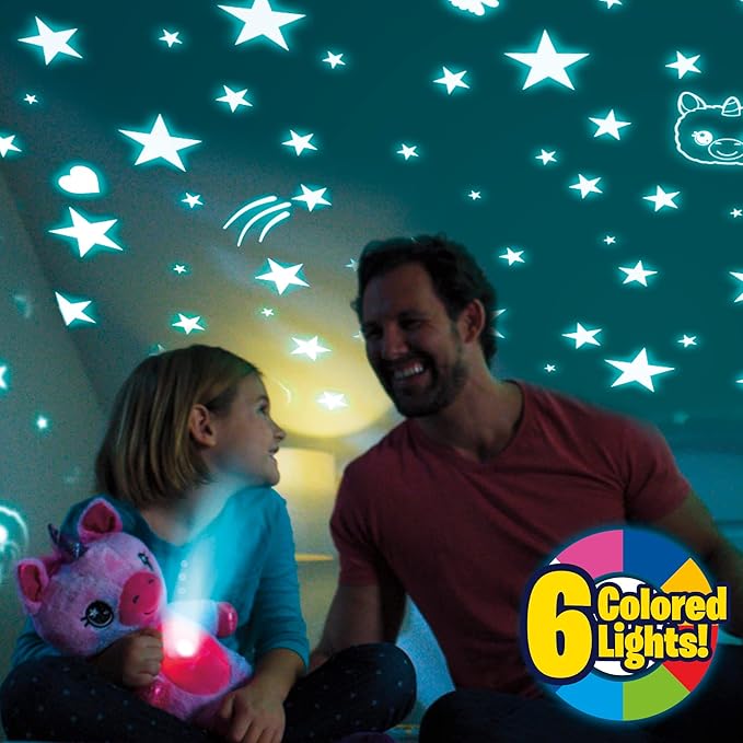 Ontel Star Belly Dream Lites, Stuffed Animal Night Light, Magical Pink And Purple Unicorn - Projects Glowing Stars & Shapes In 6 Gentle Colors, As Seen On TV
