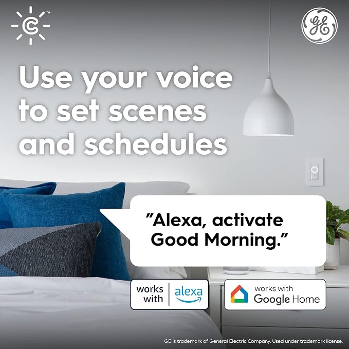 GE Lighting CYNC Smart Tunable White A19 LED Light Bulb, 60W Replacement, Bluetooth/Wi-Fi Enabled, Alexa + Google Home Compatible Without Hub, 2-Pack (Packaging May Vary)