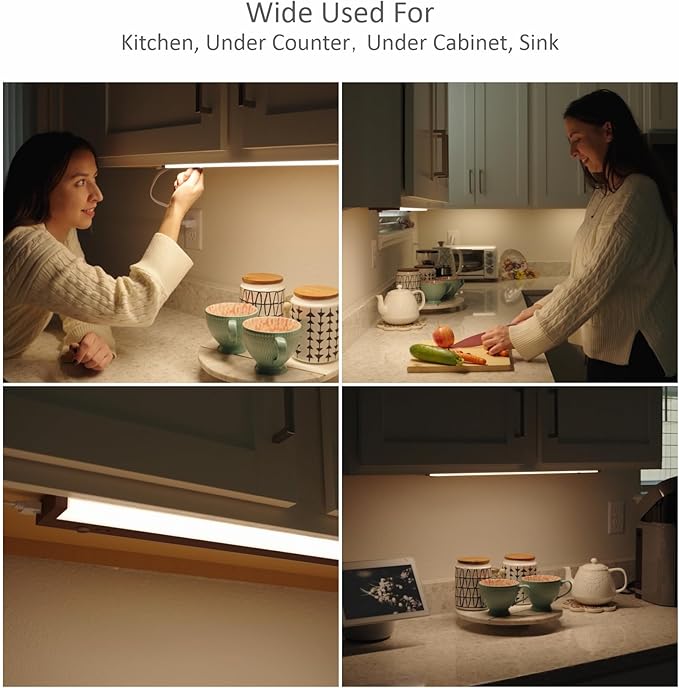 LED Under Cabinet Lighting Hardwired or Plug in, 32 Inch 16W, Dimmable 5 Color 2700K/3000K/3500K/4000K/5000K, Linkable Eyes Care Design Counter Lights for Kitchen, Sink, ETL Listed, Bronze
