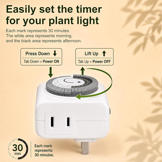 Wall Mounted Grow Lights for Indoor Plants with Timer, Hanging Light | 3500K Full Spectrum Pendant Grow Light, Rattan Shade Decorative Plant Light, 19.7FT Cord for Living Room Corners Plants