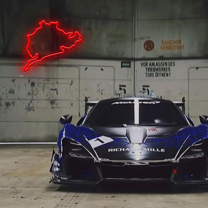 Nurburgring Neon Sign Dimmable LED Light for Racing Tracks, Neon Wall Decor, Ideal for Bedrooms, Garages, Game Rooms, Men's Spaces, and Racing Fan Gifts (14 x 12 inches)