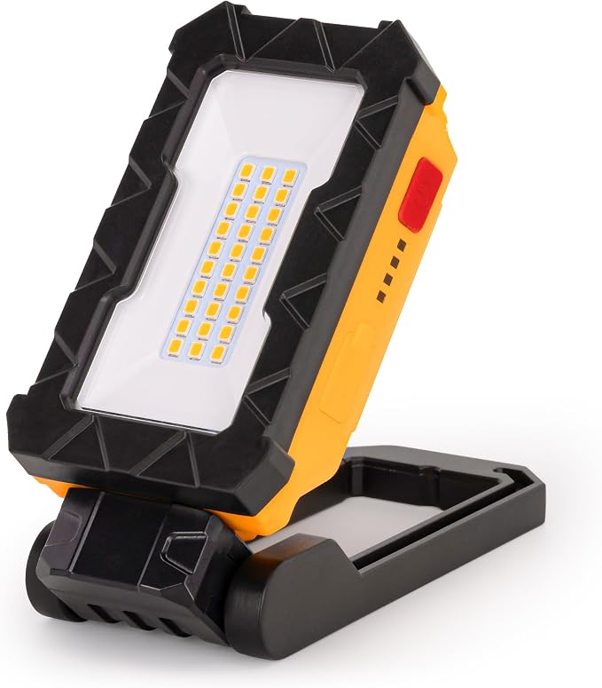 LUTEC Rechargeable Work Light, 1000 Lumens LED Magnetic Light with Magnetic Base and Hanging Hook，360°Rotate and 200°Swivel for Car Repair, Emergency and Camping (Orange)
