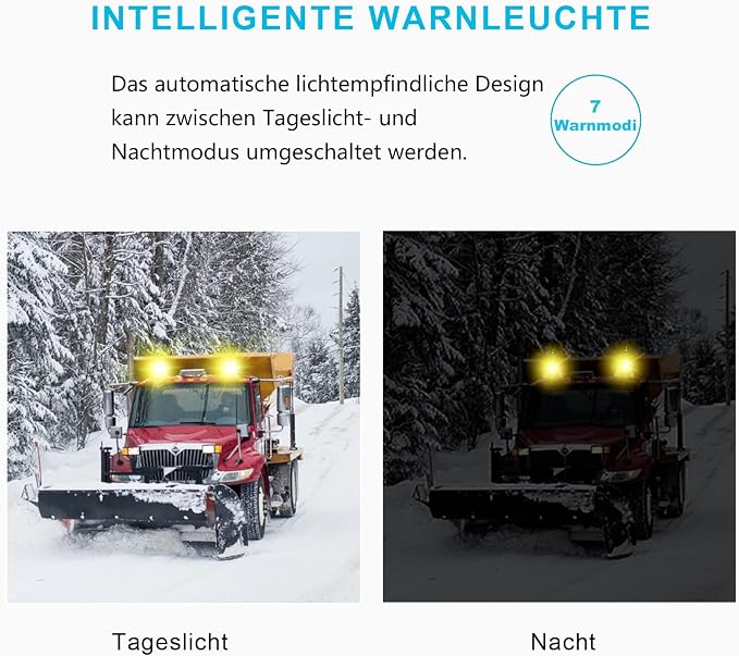Agrieyes W13S Amber LED Beacon Lights, Emergency Strobe | Warning/Strobe Flashing, for Truck, Car, Construction, Vehicle