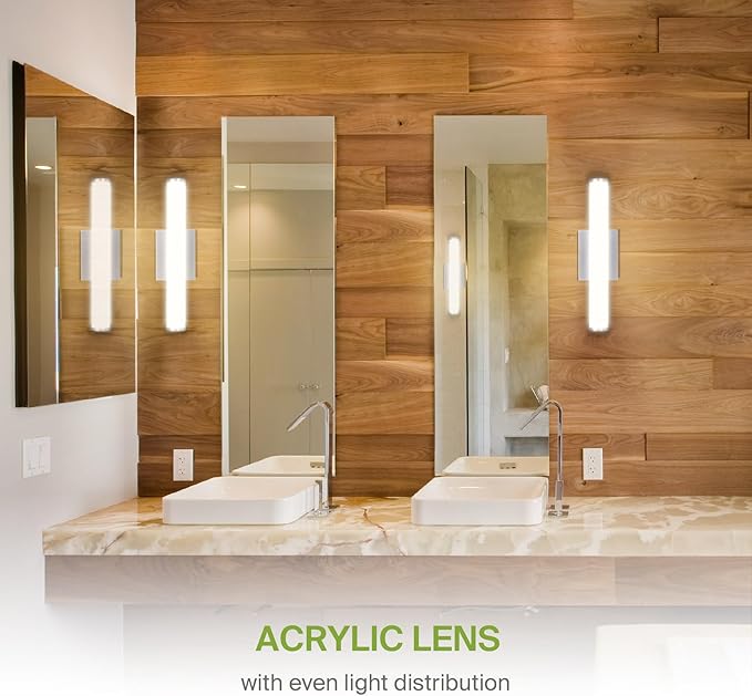 ASD 18" LED Linear Vanity Light Fixture, Modern Bathroom Sconce — 3 Color 3000K-5000K, Dimmable, 20W 1500LM, Energy Star & ETL Listed — Over Mirror Makeup Bar for Bedroom, Cabinets — Nickel, 4 Pack