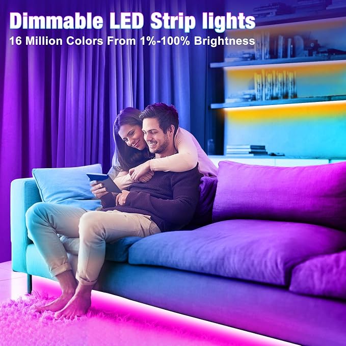 REEMEER 130ft Led Lights for Bedroom, APP Control Music Sync Color Changing Led Lights, Led Strip Lights with Remote for Room, Kitchen Party,Home Decoration