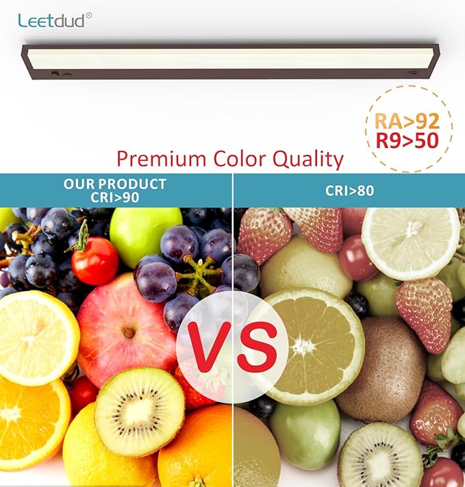 Under Cabinet Lighting Plug in or Hardwired Built-in Dimmer, 32 Inch 16W, 5CCT 2700/3000/3500/4000/5000K, Linkable Counter Lights for Kitchen, ETL Dimmable LED Light Fixture, Bronze