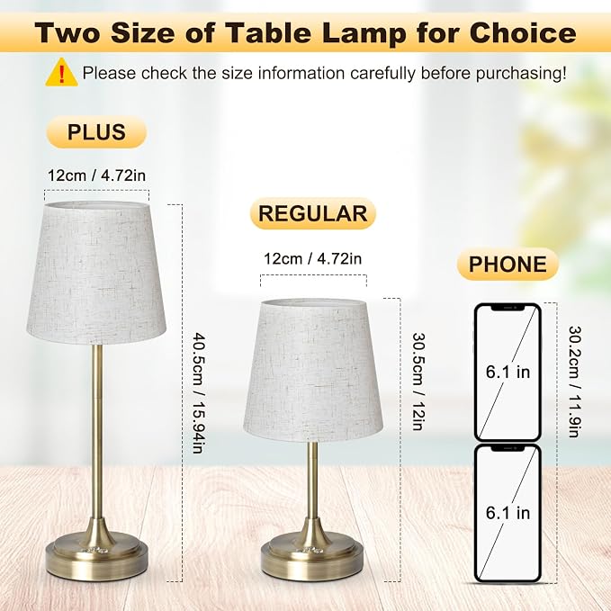 Wowag Small Cordless Table Lamp Rechargeable,5000mAh Battery Operated Desk Lamp,3 Colors & 7 RGB Stepless Dimmable,Touch Ambient Light for Bedside,Bedroom,Dining Room,Living Room,Bronze,FlaxenShade