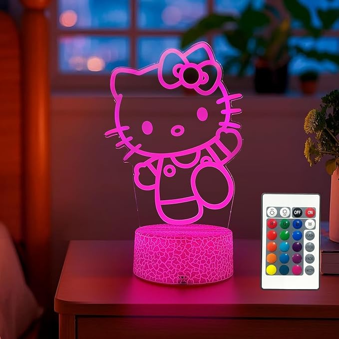 LOUHH Cat Night Light, 3D LED 16 Color Intelligent Remote Control Lamp for Children's Gifts Children's Room Decoration Holiday Gifts